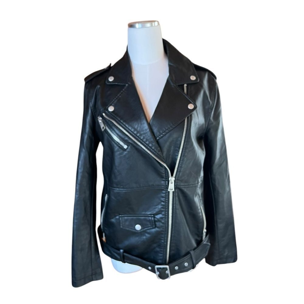 Levis Women’s Black Faux Leather Moto Jacket Medium